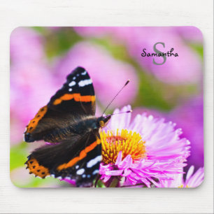 Tapis De Souris Papillon de l'amiral rouge sur fleur Mouse mat