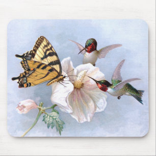 Tapis De Souris Papillon et colibris
