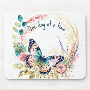 Tapis De Souris Papillon floral aquarelle personnalisé