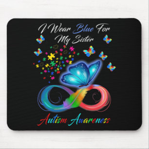 Tapis De Souris Papillon Je Porte Du Bleu Pour Ma Soeur Autisme