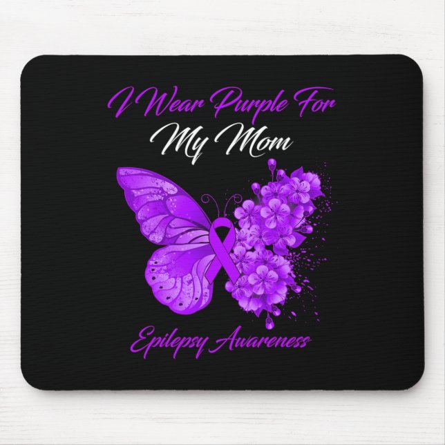 Tapis De Souris Papillon Je Porte Violet Pour Ma Mère Épilepsie (Devant)