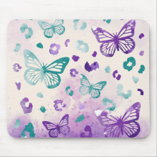 Tapis De Souris Papillon léopard blanc pourpre