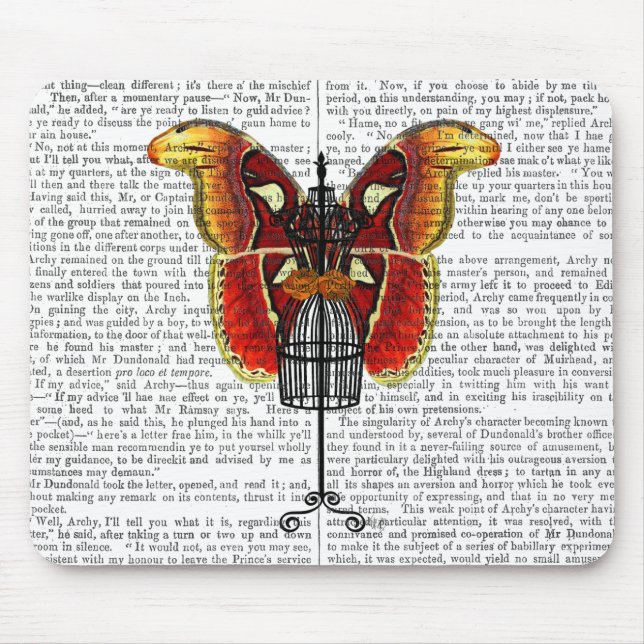Tapis De Souris Papillon Mannequin Rouge Et Jaune (Devant)