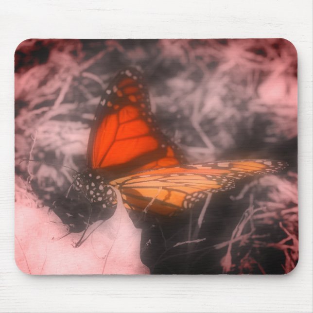 Tapis De Souris Papillon Monarque Gros Plan Noir Et Blanc (Devant)