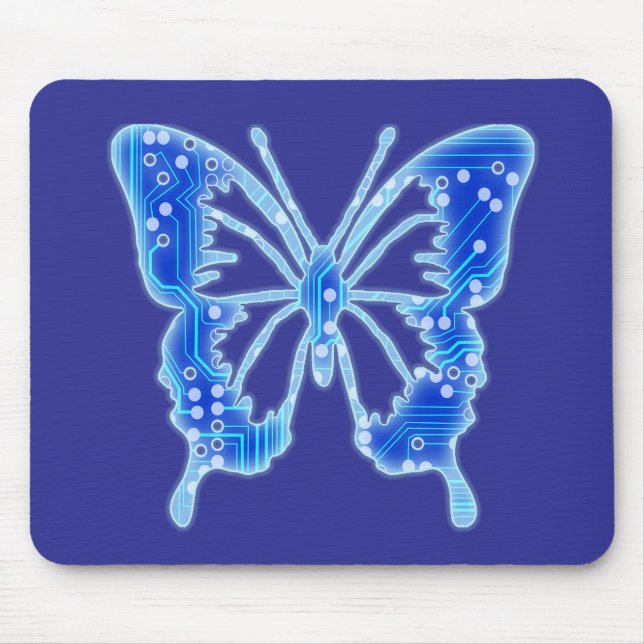 Tapis De Souris Papillon numérique bleu, personnaliser arrière - p (Devant)