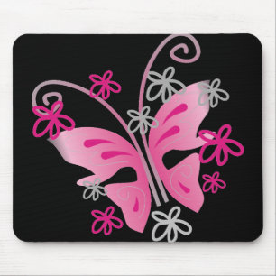 tapis de souris papillon rose