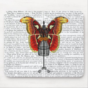 Tapis De Souris Papillon rouge et jaune de mannequin