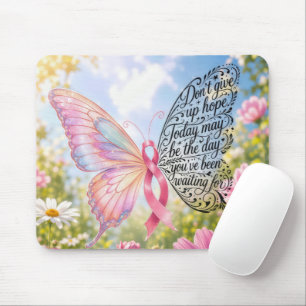 Tapis De Souris Papillon Ruban Rose avec Citation Inspirante