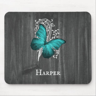 Tapis De Souris Papillon Rustique turquoise Pad personnalisé