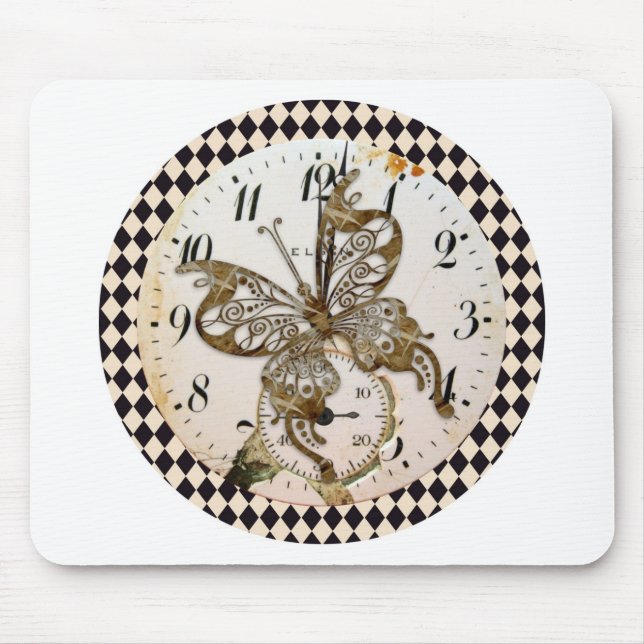 Tapis De Souris Papillon Steampunk Round (Devant)