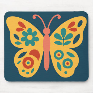 Tapis De Souris Papillon stylisé inspiré de la nature avec des élé