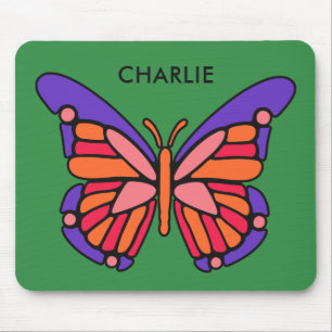 Tapis De Souris Papillon stylisé nom personnalisé mousepad