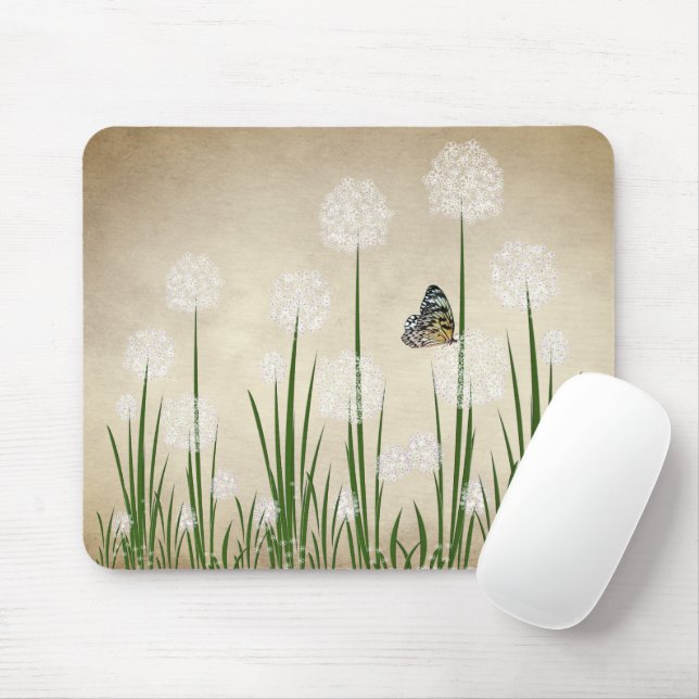 Tapis De Souris Papillon sur Dandelion (Avec souris)