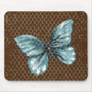 Tapis De Souris Papillon turquoise dans la conception de clôture d