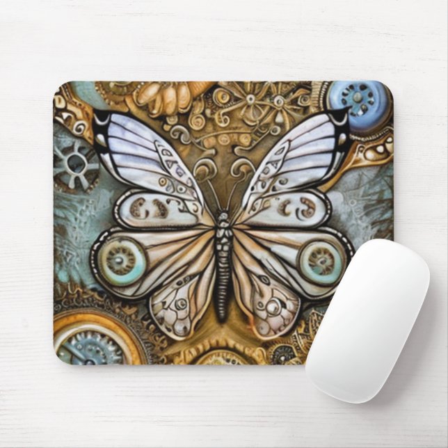 Tapis De Souris Papillon vapeur (Avec souris)