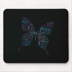 Tapis De Souris Papillon violet Fibro Mot de sensibilisation du gu