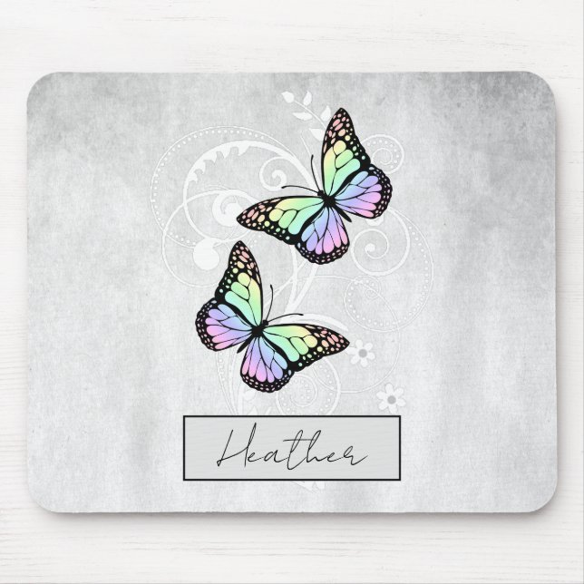 Tapis De Souris Papillons Arc-en-ciel brillants (Devant)