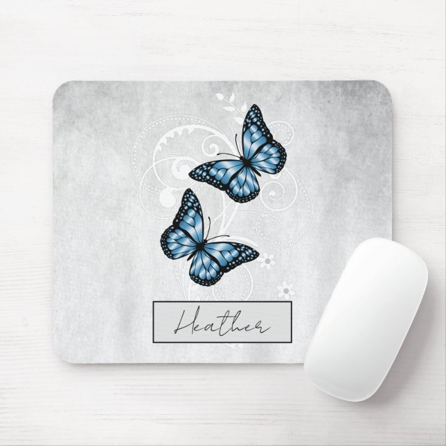 Tapis De Souris Papillons Bleus brillants (Avec souris)