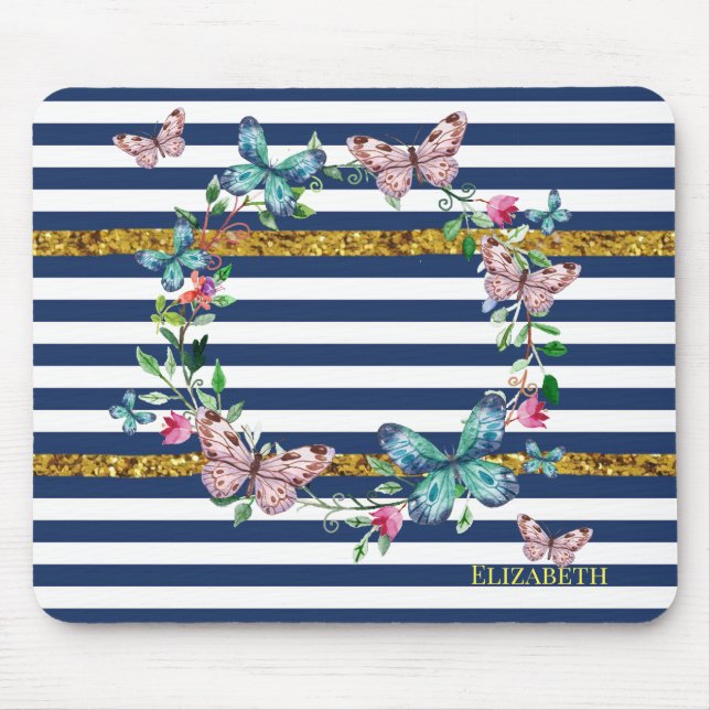 Tapis De Souris Papillons Chic Fille Moderne Grandes (Devant)