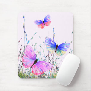 Tapis de Souris Papillons de Printemps Volant dans