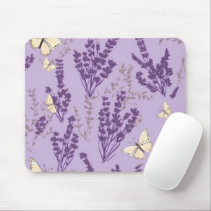 Tapis De Souris Papillons et fleurs de lavande