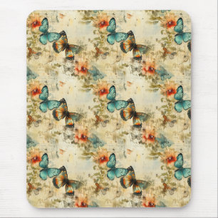 Tapis De Souris Papillons et fleurs Vintages colorés (8)