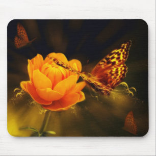 Tapis De Souris Papillons et Rose Mousepad