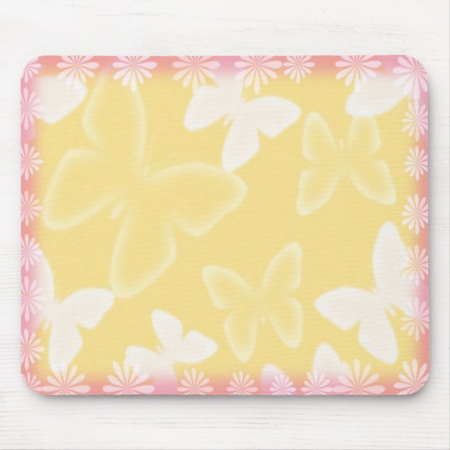 Tapis De Souris Papillons jaunes Mousepad (Devant)