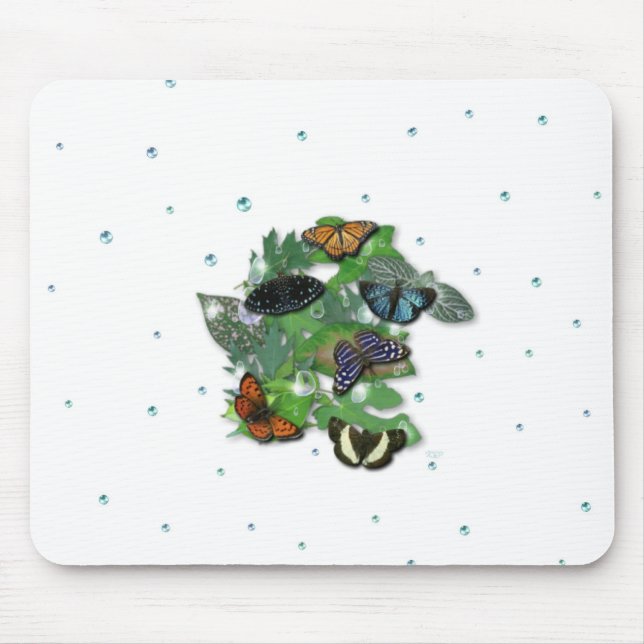 Tapis De Souris Papillons sur Feuille (Devant)
