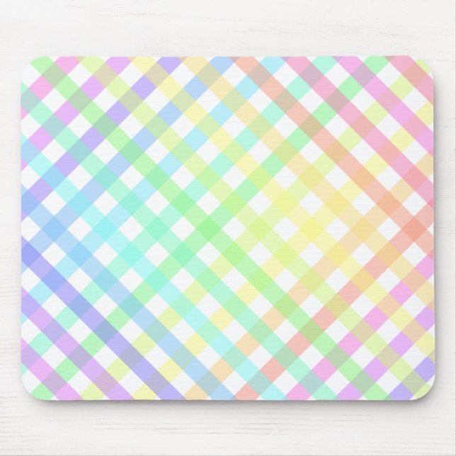 Tapis De Souris Pâque branché Pastel Rainbow Plaid Gradient (Devant)