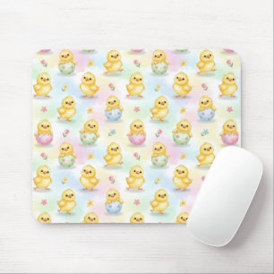 Tapis De Souris Pâques à l'aquarelle de poussin de bébé mignon
