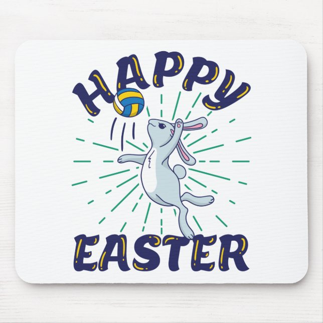 Tapis De Souris Pâques Bunny Volleyball Jump Sert (Devant)
