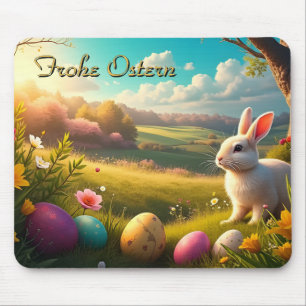 Tapis De Souris Pâques joyeuses dans un paysage printanier