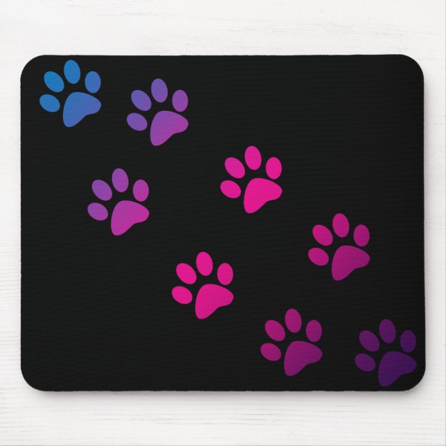 Tapis De Souris Paquets de chat rose bleu violet Ombre noir mou (Devant)