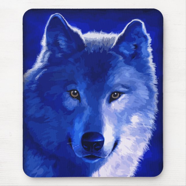 Tapis De Souris Par la lumière du loup bleu Mousepad de lune (Devant)