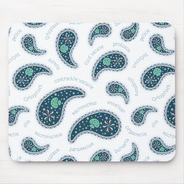 Tapis De Souris Paramecia Paisley Protozoaire Science de la biolog (Devant)