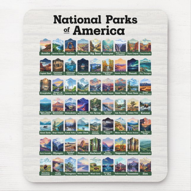 Tapis De Souris Parcs nationaux des États-Unis d'Amérique USA (Devant)
