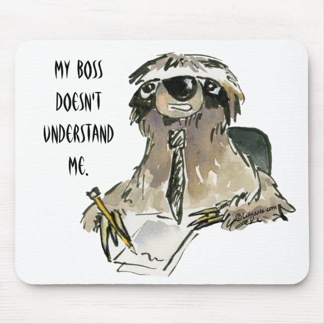 Tapis De Souris Paresse à la bande dessinée Mousepad de travail (Devant)