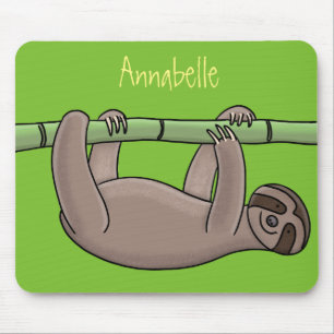 Tapis De Souris Paresse souriante mignon sur dessin animé en bambo