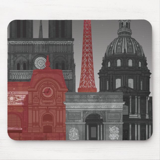 Tapis De Souris Paris Elevages par nuit - Rouge (Devant)