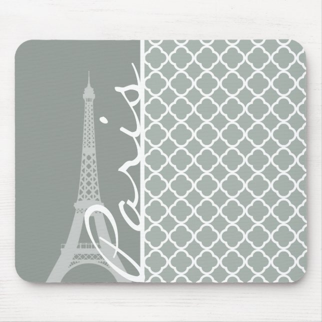 Tapis De Souris Paris ; Quatrefoil marocain Gris Cendré (Devant)