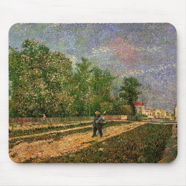Tapis De Souris Paris Road avec Paysan par Vincent van Gogh (Devant)