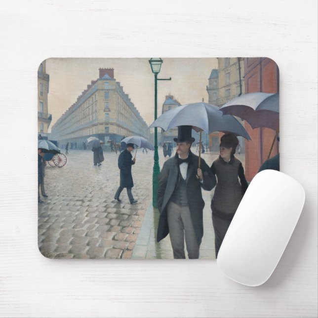 Tapis De Souris "Paris Street ; Rainy Day" Scène impressionniste (Avec souris)