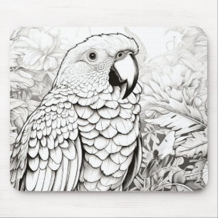 Tapis De Souris Parrot Nature paisible Prairie Croquis dessin Art