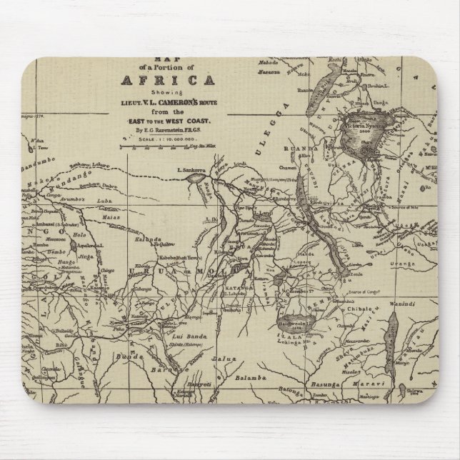 Tapis De Souris Partie de carte d'itinéraire de l'Afrique | (Devant)