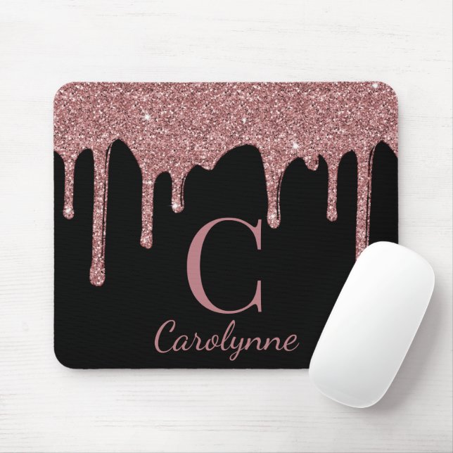 Tapis De Souris Parties scintillant à étincelles rose sur le noir  (Avec souris)