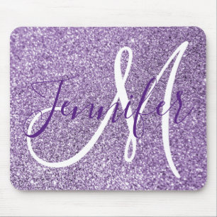 Tapis De Souris Parties scintillant Améthyste Photo Monogramme per