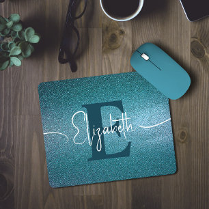 Tapis De Souris Parties scintillant bleue Monogramme fille