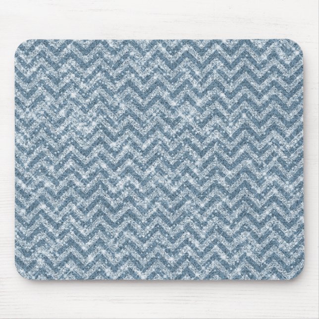 Tapis De Souris Parties scintillant Blue Faux Sparkle Chevron (Devant)