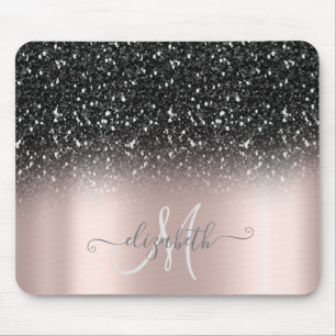 Tapis De Souris Parties scintillant cool Ombre Noir Monogramme Ros